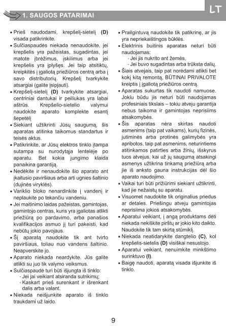 Moulinex VITAE JU3201 - Manuale d'Istruzione Lietuvos (Lithuanian)