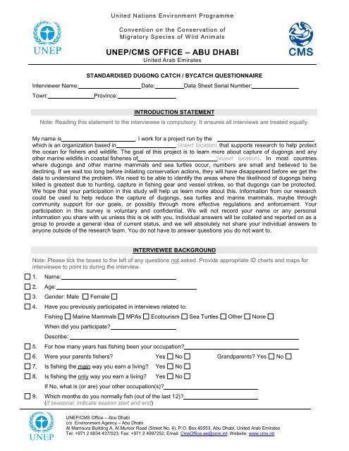 Standardised Dugong Questionnair