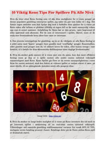 10 Viktig Keno tips for spillere på alle nivå