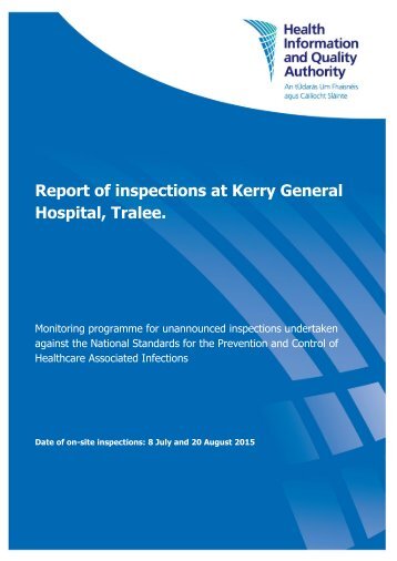 Report of inspections at Kerry General Hospital Tralee