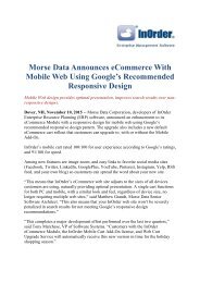 Morse Data Announces eCommerce With Mobile Web Using Google’s Recommended Responsive Design