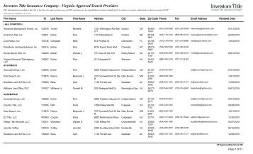 Investors Title Insurance Company - Virginia Approved Search Providers