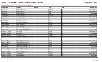 Investors Title Insurance Company - Georgia Approved Providers