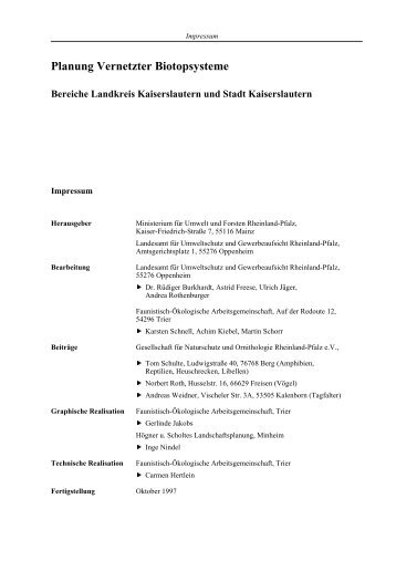 Planung Vernetzter Biotopsysteme Bereiche Landkreis ...