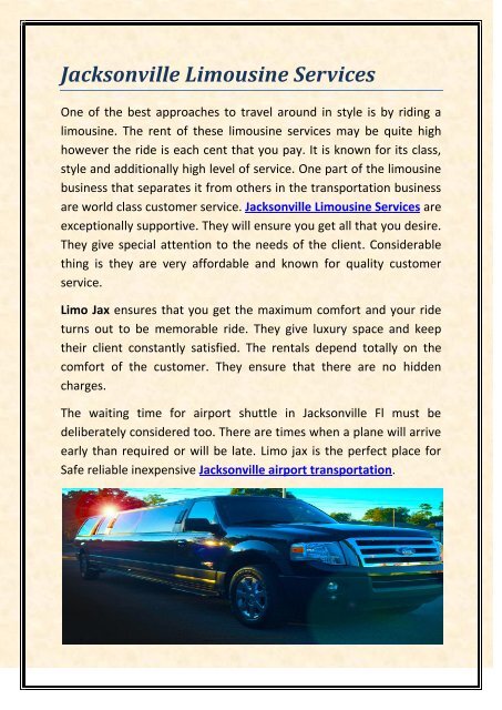 Jacksonville Limousine Services