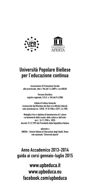 formato pdf - UPBeduca - UniversitÃ Popolare Biellese