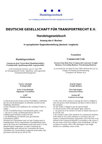 DEUTSCHE GESELLSCHAFT FÜR TRANSPORTRECHT E.V. ...