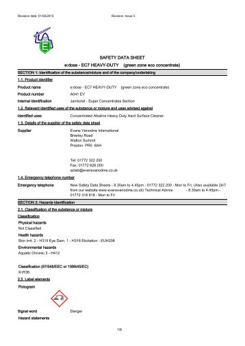 SAFETY DATA SHEET e:dose - EC7 HEAVY-DUTY (green zone eco concentrate)