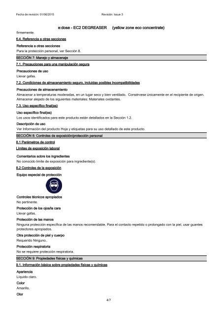 HOJA DE SEGURIDAD e:dose - EC2 DEGREASER (yellow zone eco concentrate)