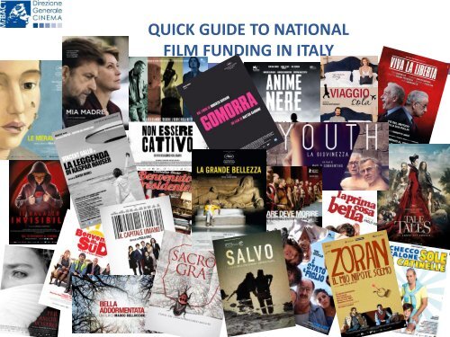 QUICK GUIDE TO NATIONAL FILM FUNDING IN ITALY