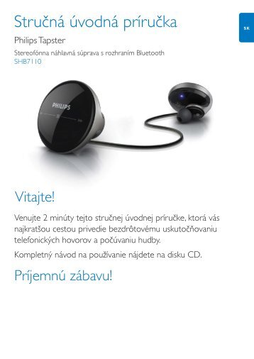 Philips Tapster Cuffie stereo Bluetooth - Guida rapida - SLK