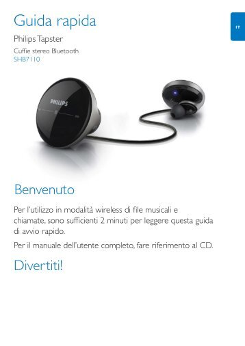 Philips Tapster Cuffie stereo Bluetooth - Guida rapida - ITA