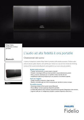 Philips Fidelio altoparlante wireless portatile - Scheda tecnica - ITA