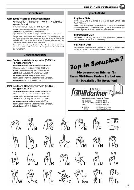 vhs-Programm Herbst 2015