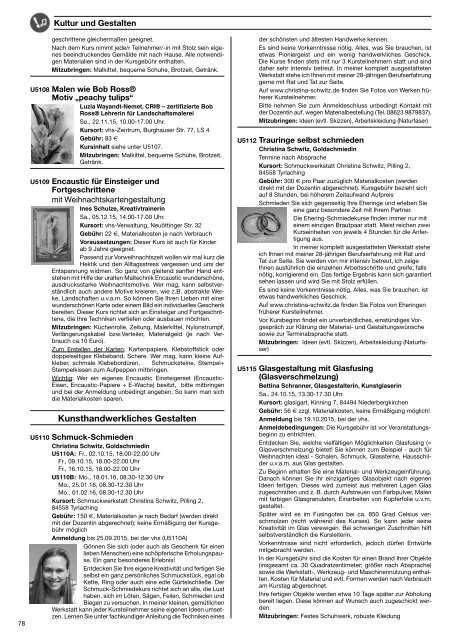 vhs-Programm Herbst 2015