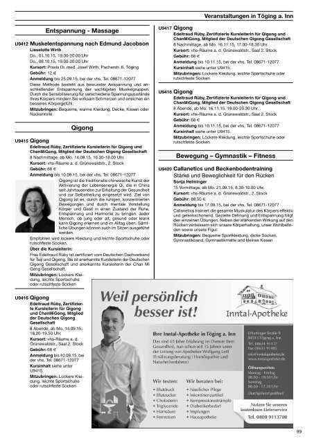 vhs-Programm Herbst 2015