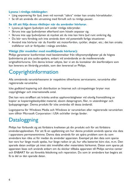 Philips GoGEAR Lettore video portatile - Istruzioni per l'uso - SWE