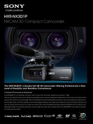 HXR-NX3D1P NXCAM 3D Compact Camcorder - Sony Professional ...