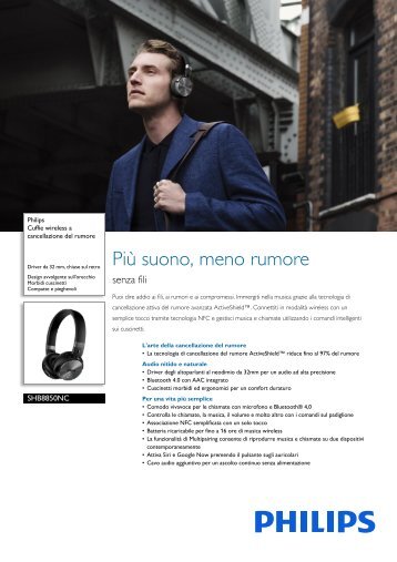 Philips Cuffie wireless a cancellazione del rumore - Scheda tecnica - ITA