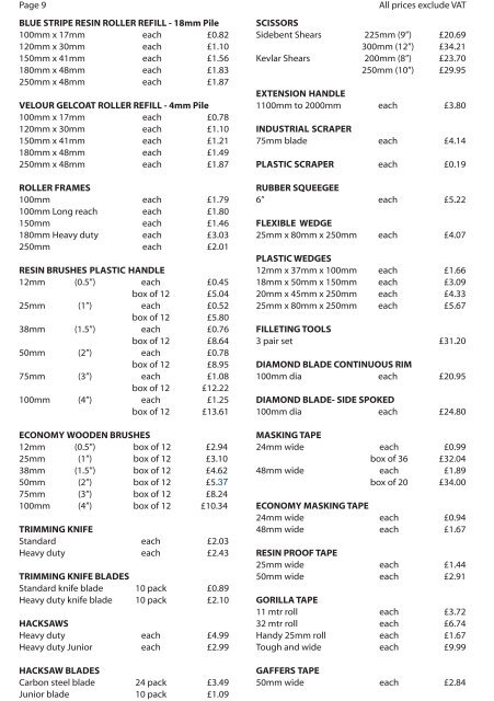 Price List