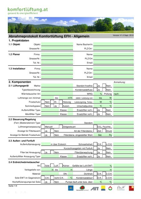 Abnahmeprotokoll Komfortl