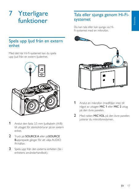 Philips Sistema mini Hi-Fi - Istruzioni per l'uso - SWE