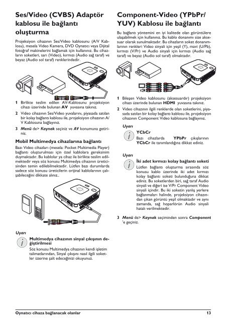 Philips PicoPix Proiettore tascabile - Istruzioni per l'uso - TUR