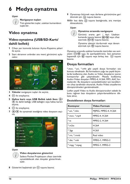 Philips PicoPix Proiettore tascabile - Istruzioni per l'uso - TUR