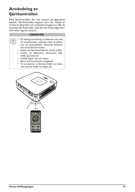 Philips PicoPix Proiettore tascabile - Istruzioni per l'uso - SWE