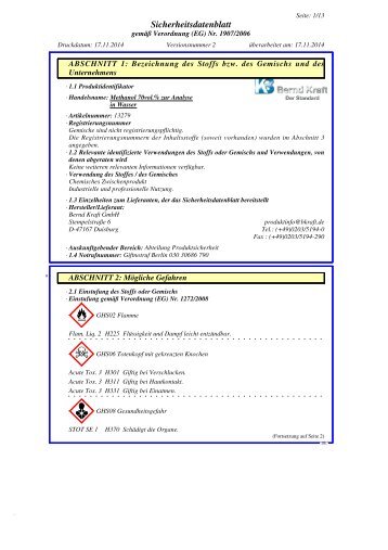 Sicherheitsdatenblatt