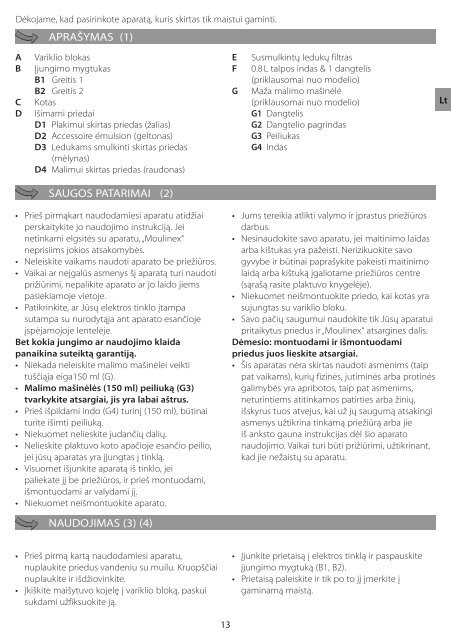 Moulinex HAPTO DD4051 - Manuale d'Istruzione &#268;e&scaron;tina (Czech)