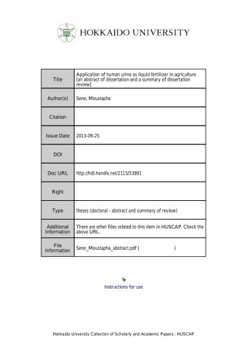 Application of human urine as liquid fertilizer in agriculture [an ...