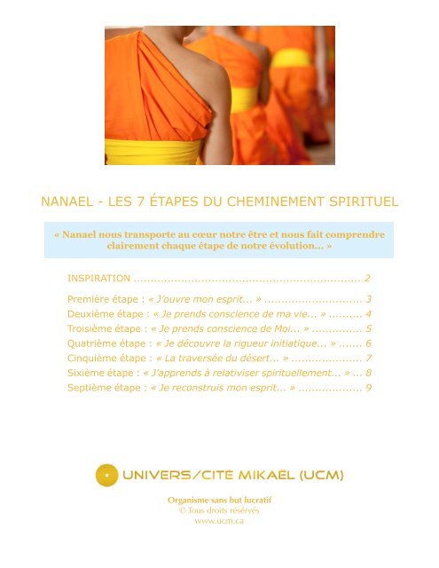 Nanael - Les sept étapes du Cheminement spirituel