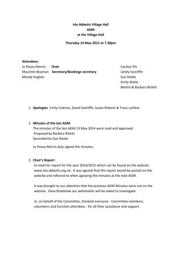 Current AGM Minutes (PDF) - Isle Abbotts