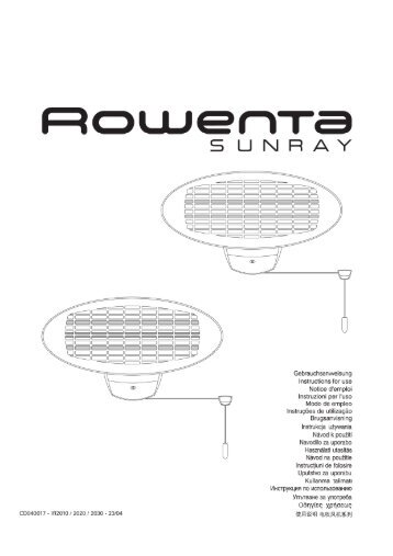 Rowenta SUNRAY IR2010 - SUNRAY IR2010 Nederlands