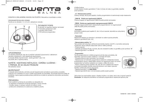 Rowenta BALNEA SO6040 - BALNEA SO6040 Slovensk&yacute; (Slovak)