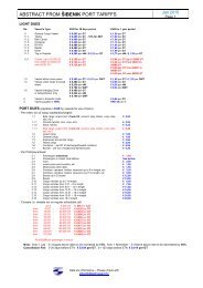 ABSTRACT FROM ŠIBENIK PORT TARIFFS