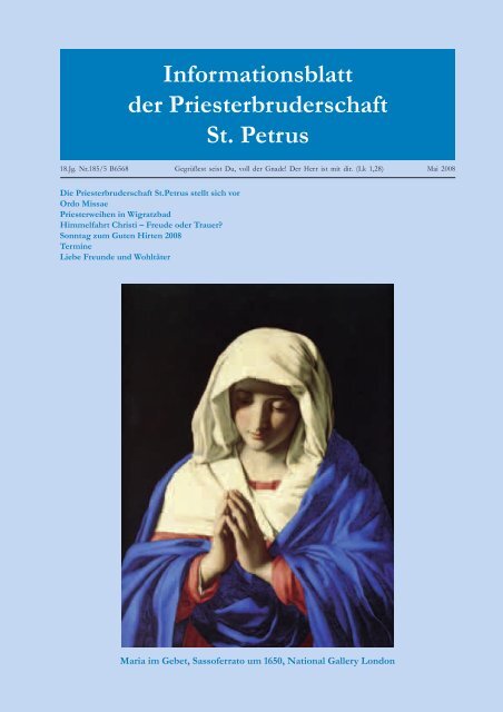 Informationsblatt der Priesterbruderschaft St. Petrus