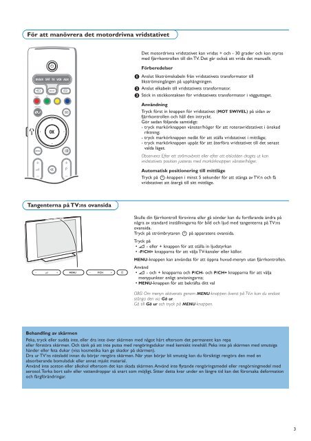 Philips Cineos Flat TV widescreen - Istruzioni per l'uso - SWE