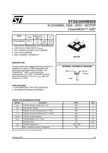 N-CHANNEL 100A - 650V ISOTOP POWERMESH IGBT