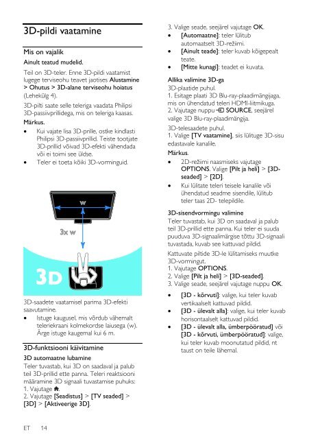Philips 4000 series TV LED 3D sottile - Istruzioni per l'uso - EST