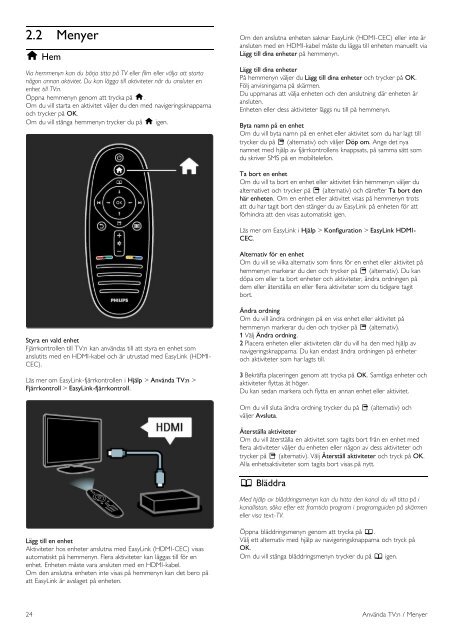 Philips TV LED - Istruzioni per l'uso - SWE