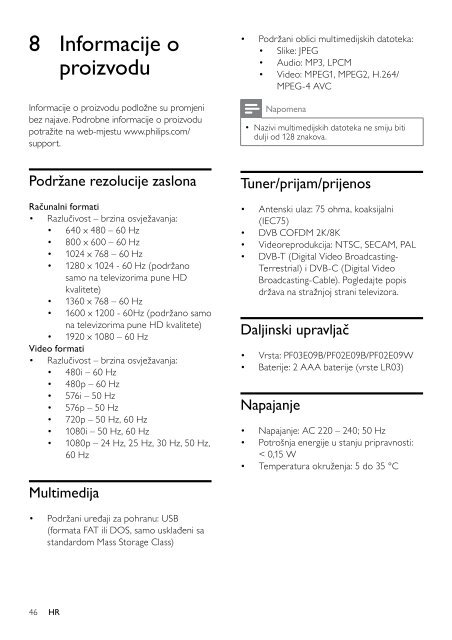 Philips TV LCD - Istruzioni per l'uso - HRV