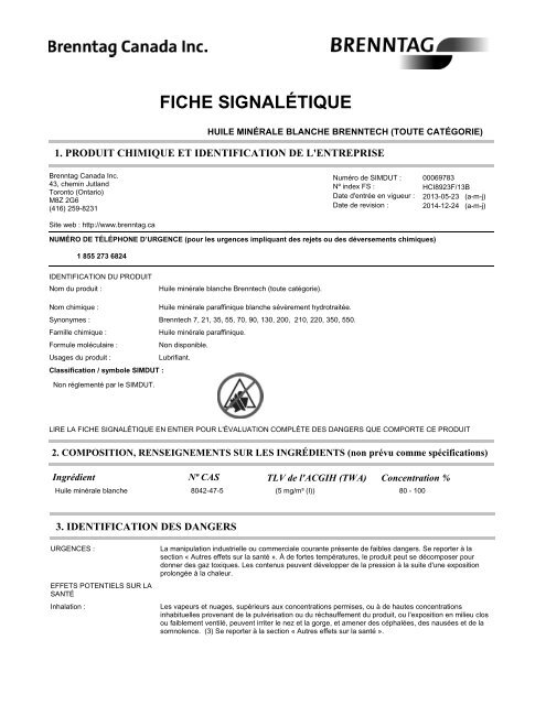 FICHE SIGNALÉTIQUE