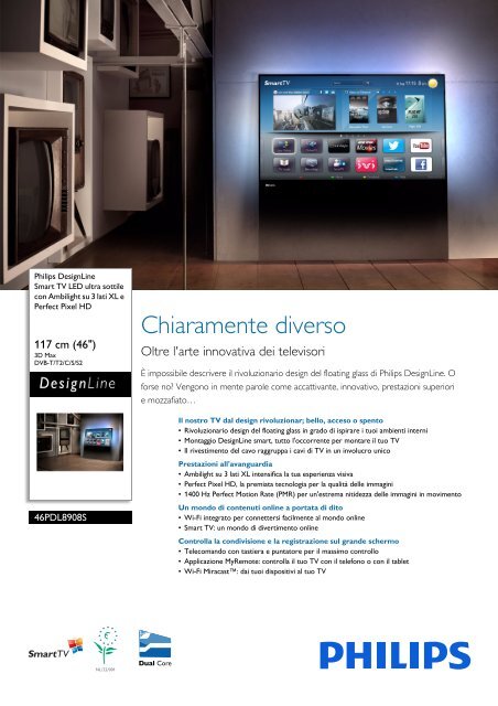 Philips DesignLine Smart TV LED ultra sottile - Scheda tecnica - ITA