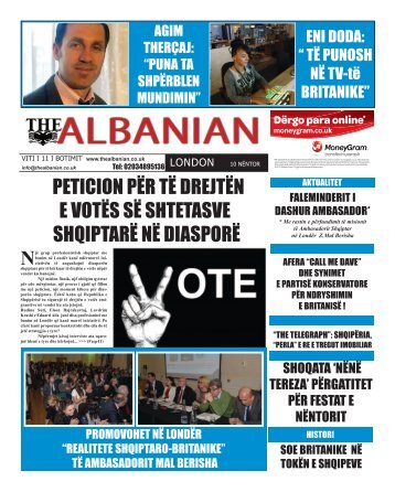 petiCioN për të DrejtëN e votëS Së ShtetaSve Shqiptarë Në DiaSporë