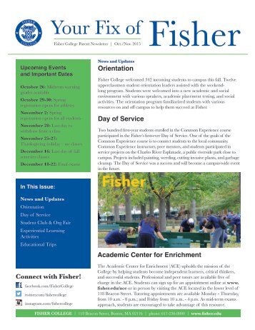 Fisher Parent & Family Association Newsletter - Oct 2015
