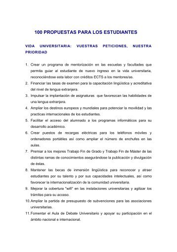 100 PROPUESTAS PARA LOS ESTUDIANTES