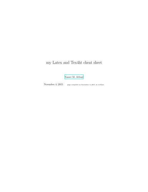 my Latex and Tex4ht cheat sheet