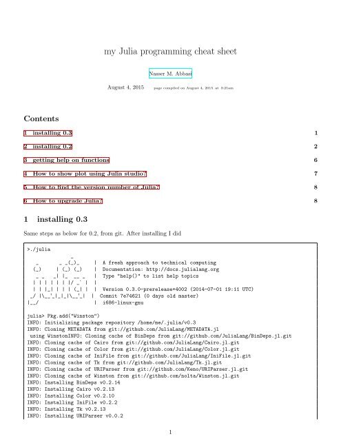 Julia Cheat Sheet